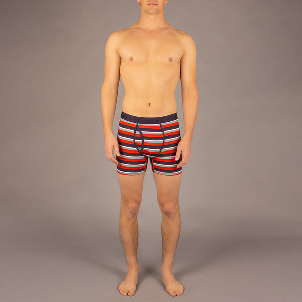 Newman Boxer Brief model in Stripe Red/Navy by Fahrenheit