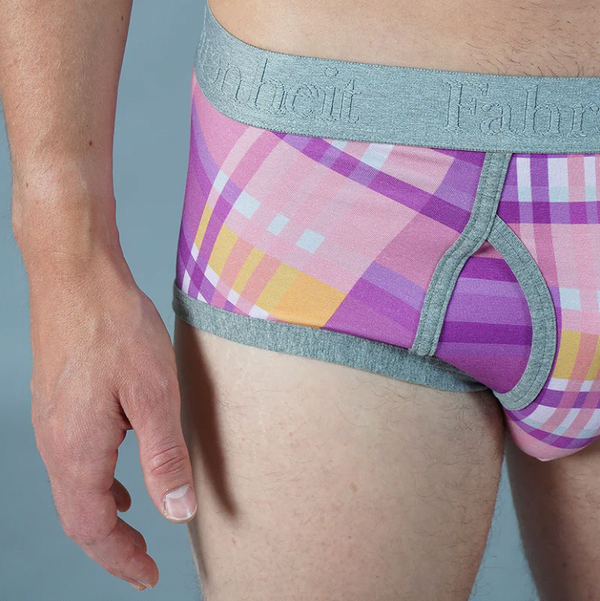 purple plaid cotton brief Fahrenheit  stylish mens underwear