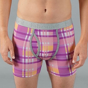 Newman Boxer Brief Fahrenheit cotton men's underwear Purple Plaid eco-friendly