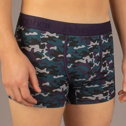 Grant Trunk model in Blue Camouflage by Fahrenheit cotton mens underwear eco-friendly