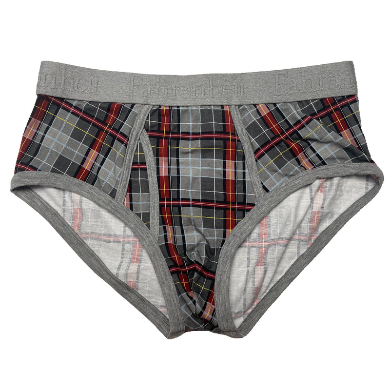 Wayne Brief/ Grey/Burgundy Plaid