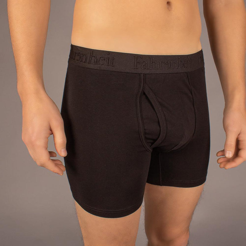 Newman Boxer Brief model in Solid Black by Fahrenheit