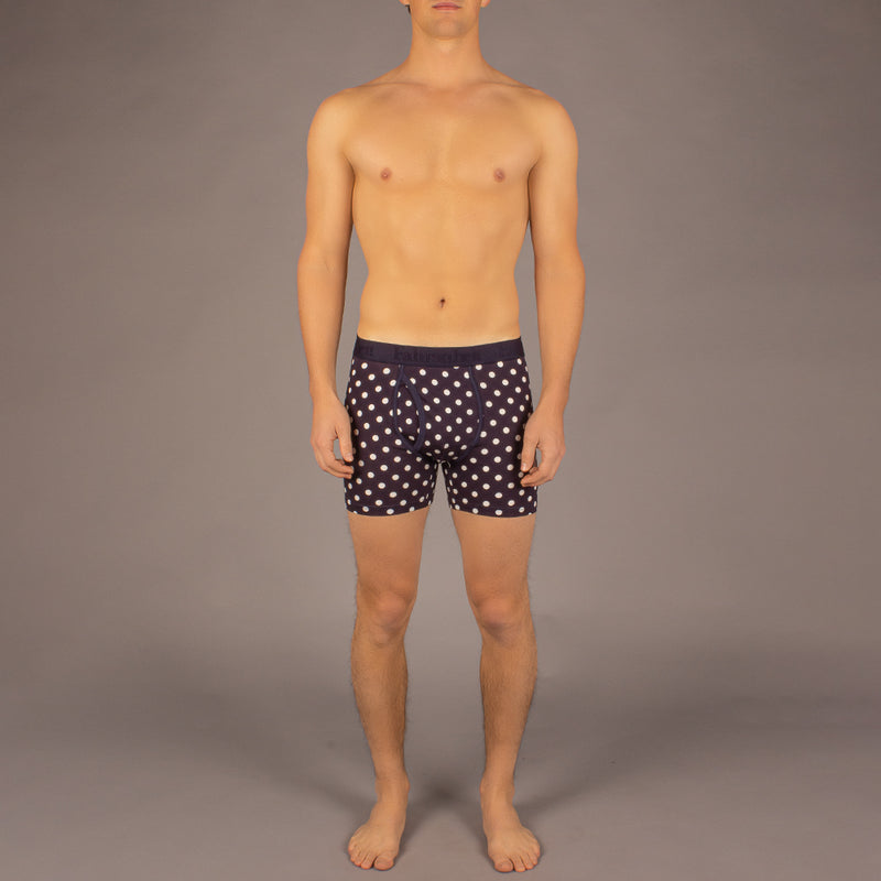Newman Boxer Brief model in Polka Dot Navy/White by Fahrenheit
