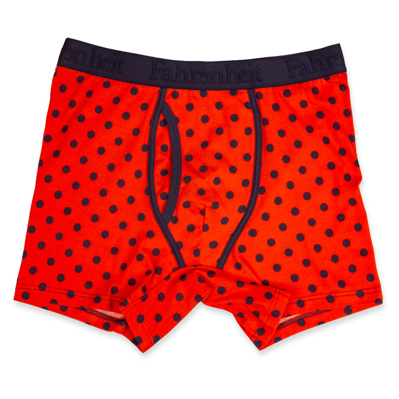 Newman Boxer Brief front in Polka Dot Red/Navy by Fahrenheit