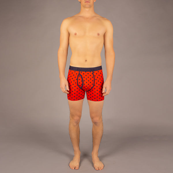 Newman Boxer Brief model in Polka Dot Red/Navy by Fahrenheit