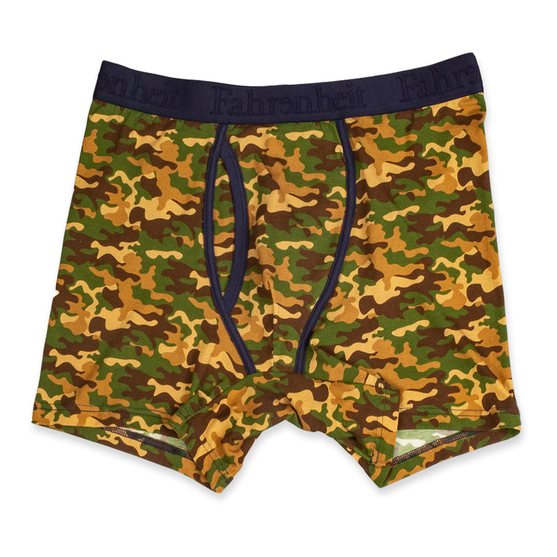Newman Boxer Brief front in Camouflage Green by Fahrenheit