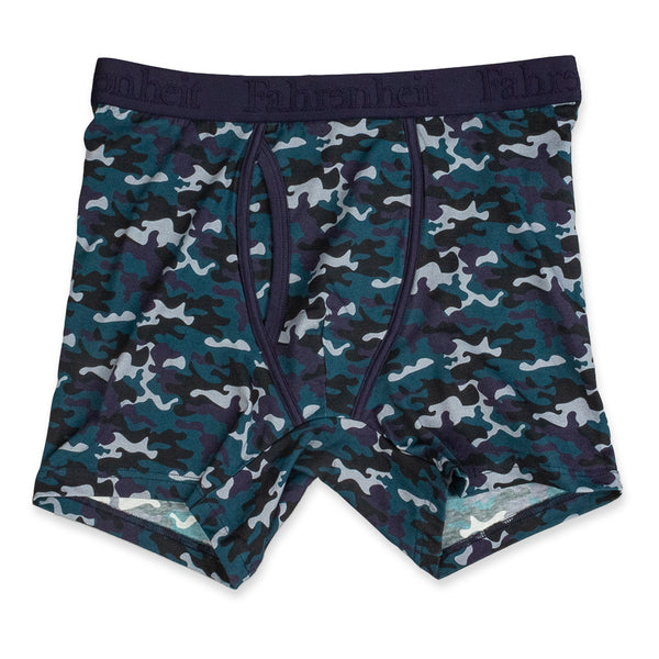 Newman Boxer Brief front in Blue Camouflage by Fahrenheit