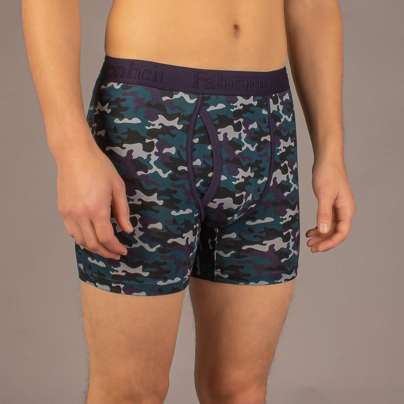 Newman Boxer Brief model in Blue Camouflage by Fahrenheit