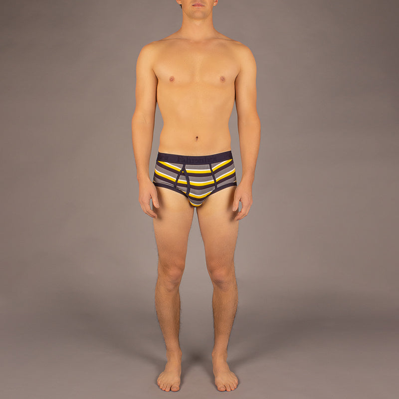 Wayne Brief Stripe Yellow/Grey - Men's Underwear