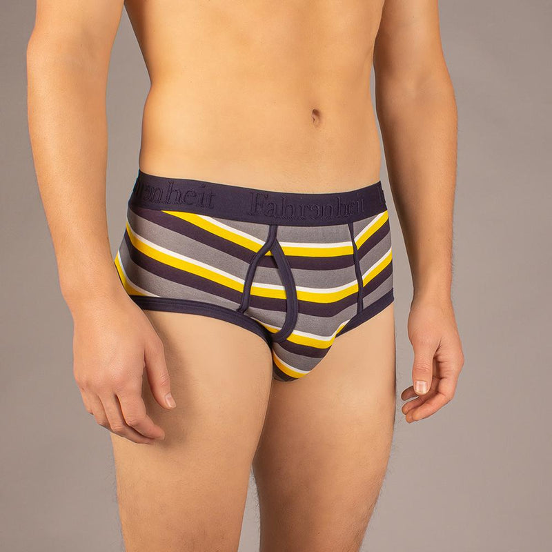 Wayne Brief model in Stripe Yellow/Grey by Fahrenheit