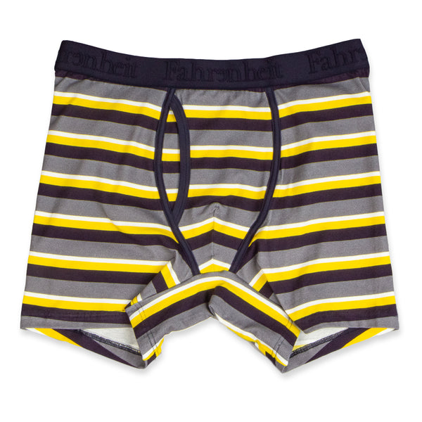 Newman Boxer Brief front in Stripe Yellow/Grey by Fahrenheit
