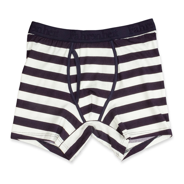 Newman Boxer Brief front in Rugby Stripe Navy/White by Fahrenheit