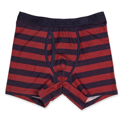Newman Boxer Brief front in Rugby Stripe Navy/Burgundy by Fahrenheit