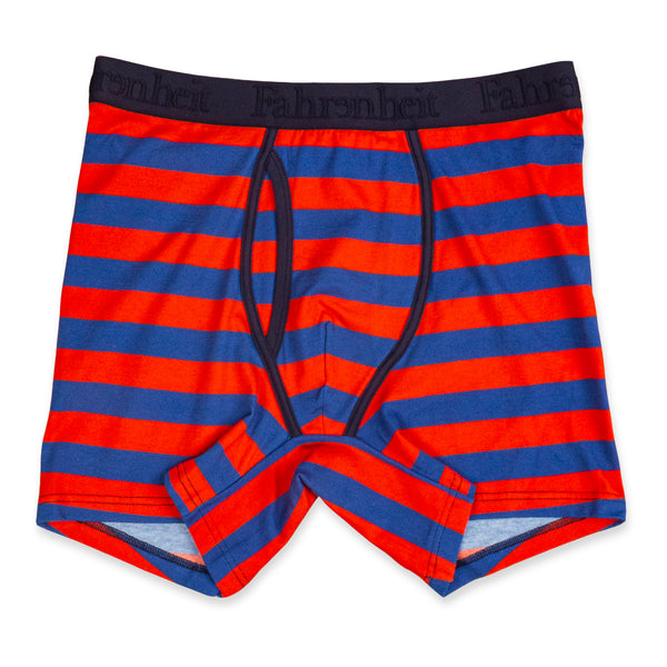 Newman Boxer Brief front in Rugby Stripe Blue/Red by Fahrenheit