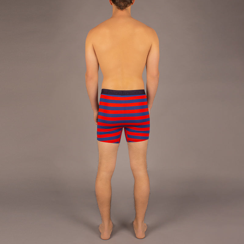 Newman Boxer Brief model in Rugby Stripe Blue/Red by Fahrenheit