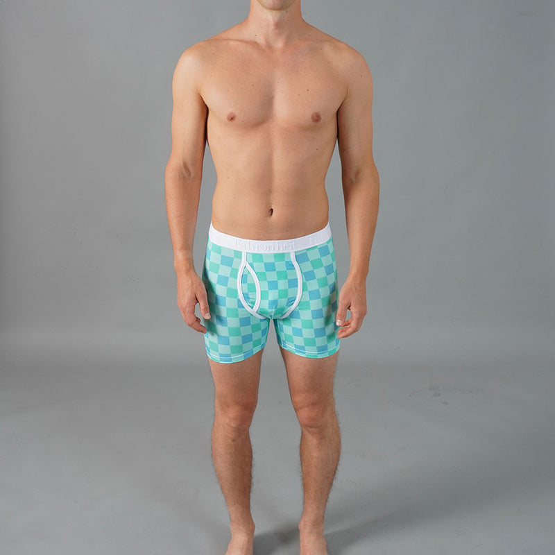 Checkerboard Print Men's Underwear, Fashion Breathable Soft Comfy