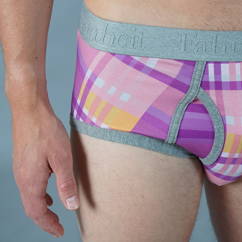 Wayne Brief Plaid Purple/Grey - Men's Underwear