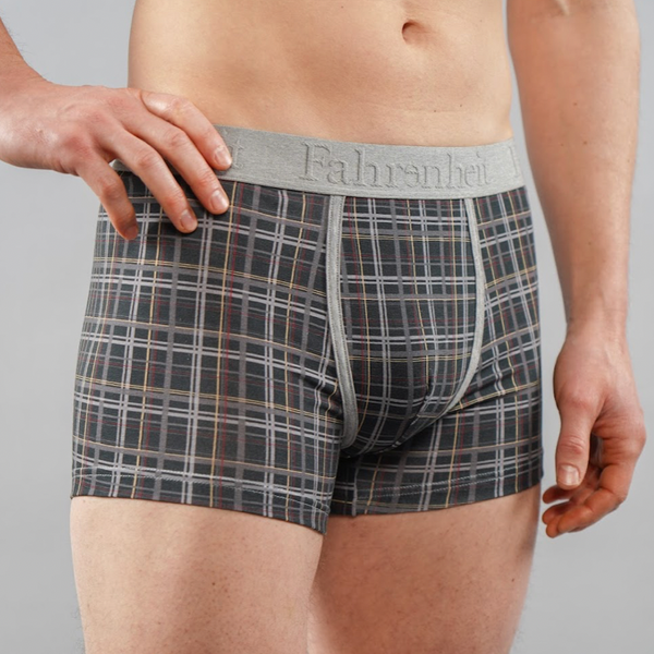 Grant Trunk front close model green plaid cotton Fahrenheit men's underwear eco-friendly
