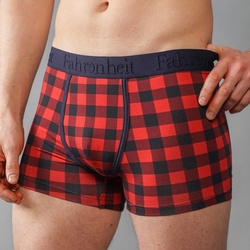 Grant Trunk front close model red buffalo check plaid cotton Fahrenheit men's underwear eco-friendly