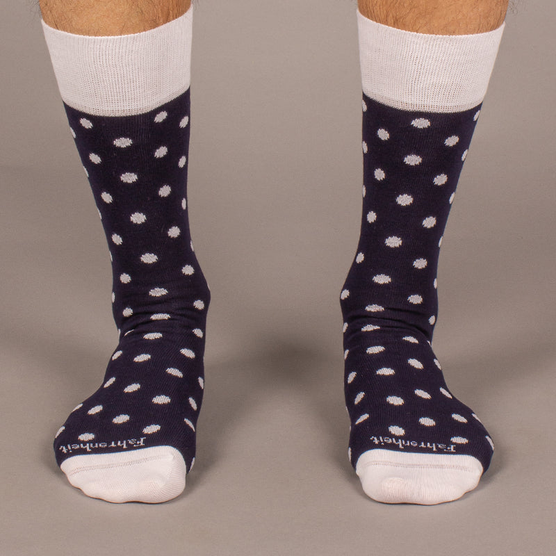 Men's Sock in Polka Dot Navy/White by Fahrenheit