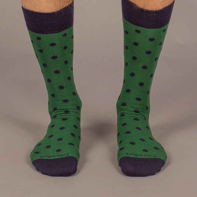 Men's Sock in Polka Dot Green/Navy by Fahrenheit