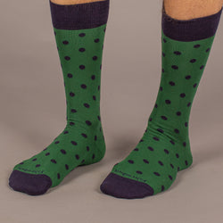 Men's Sock in Polka Dot Green/Navy by Fahrenheit