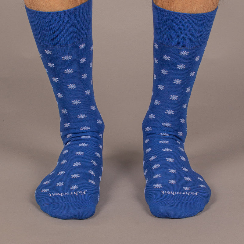 Men's Sock in Snowflake Blue/White by Fahrenheit