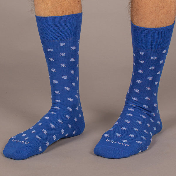 Men's Sock in Snowflake Blue/White by Fahrenheit