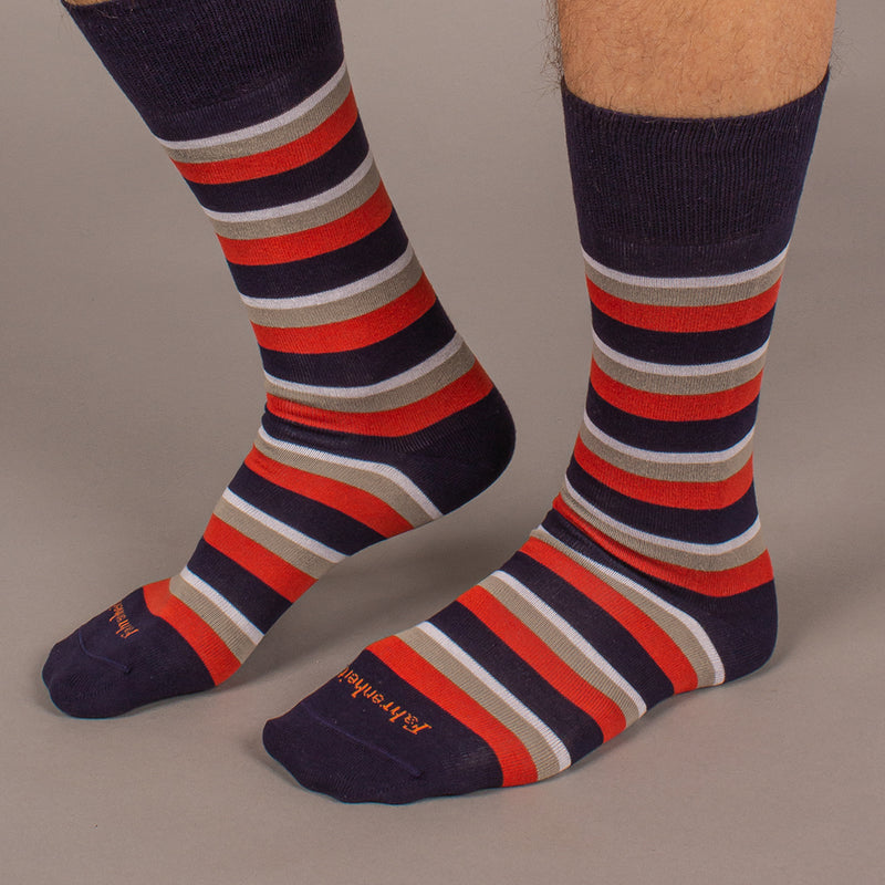 Men's Sock in Stripe Red/Navy by Fahrenheit