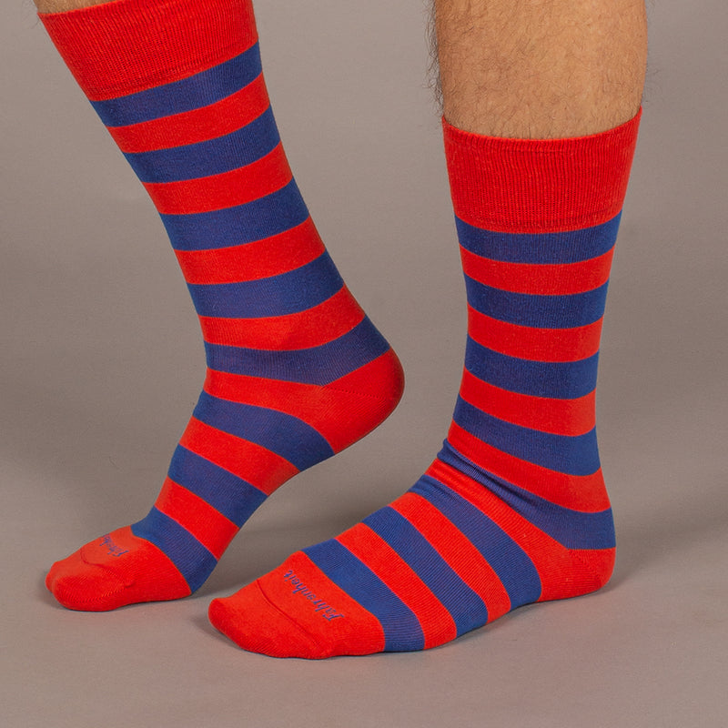Men's Sock in Rugby Stripe Blue/Red by Fahrenheit