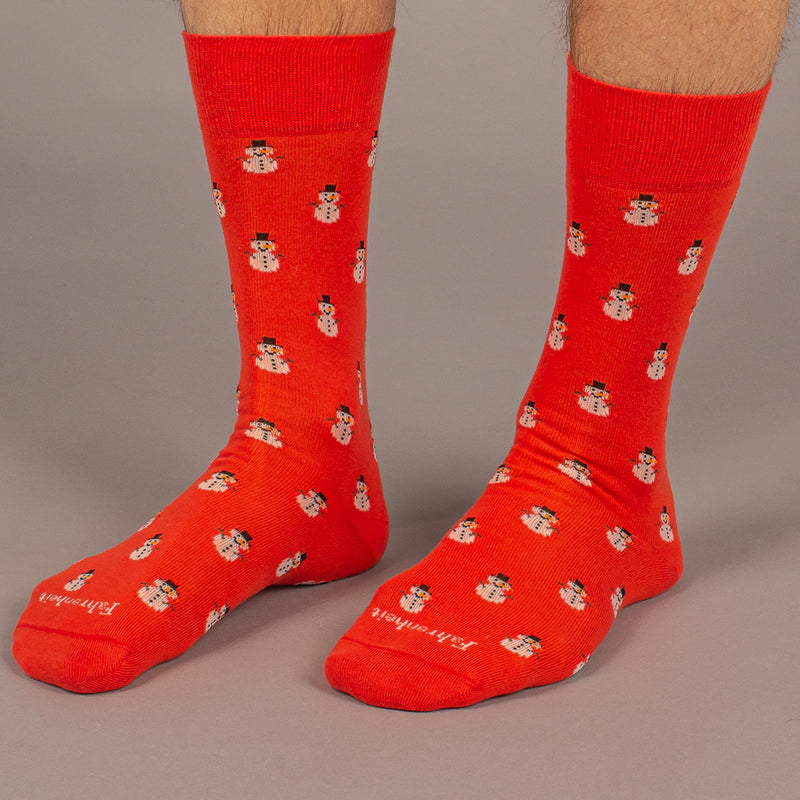 Men's Sock in Snowman Red Multi by Fahrenheit
